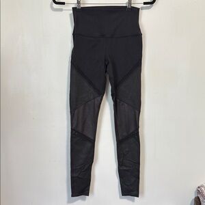 Alo Yoga Sheila Sheer Mesh Panel High Waisted Black Leggings Size Small